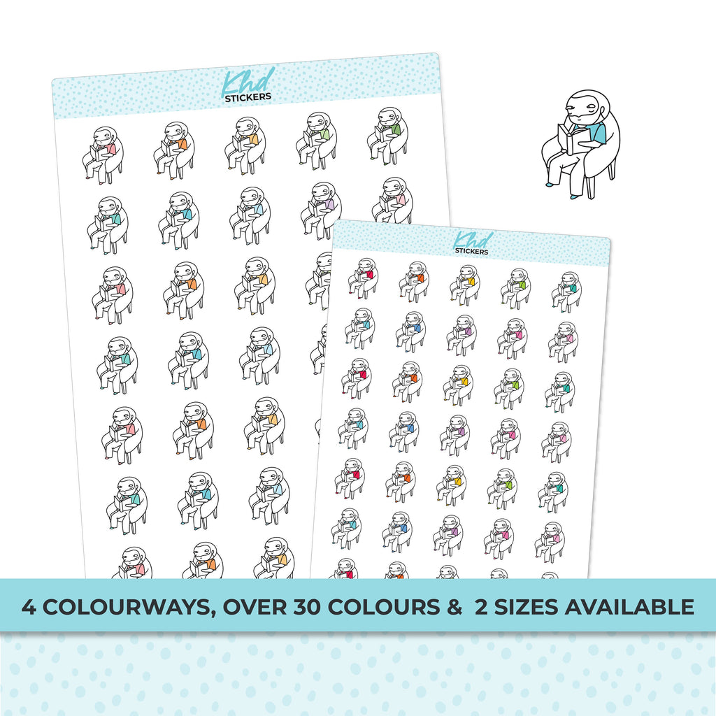 Planner Dude Jeremy Reading and Relaxing, Planner Stickers, Removable