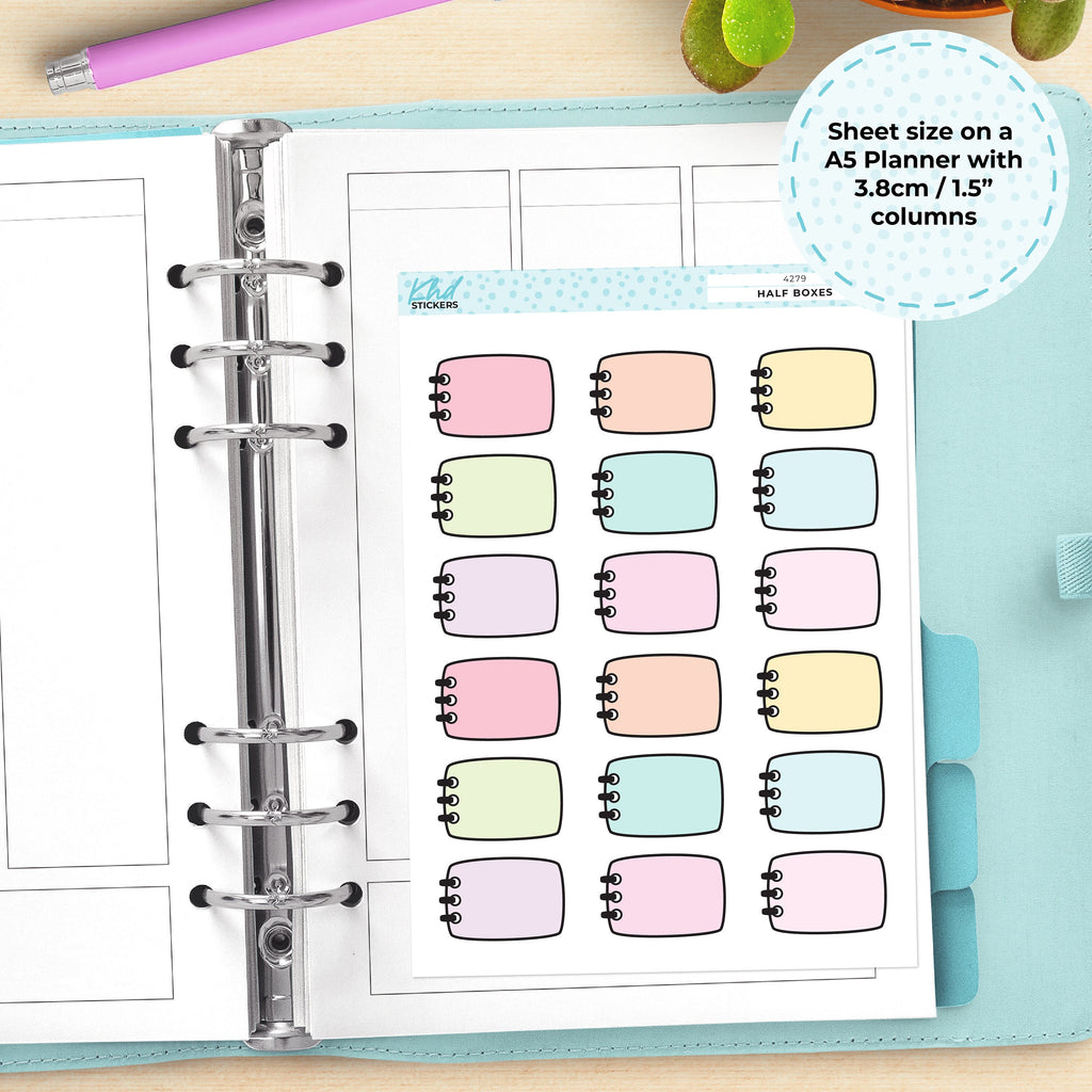 Doodle Notebook Style Boxes, Functional Planner Stickers