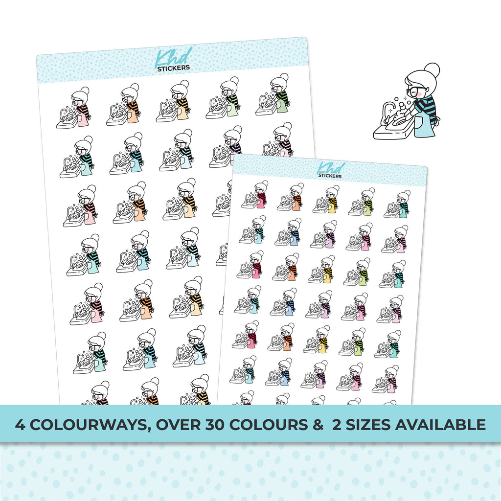 Planner Girl Leona Washing Up, Planner Stickers, Removable