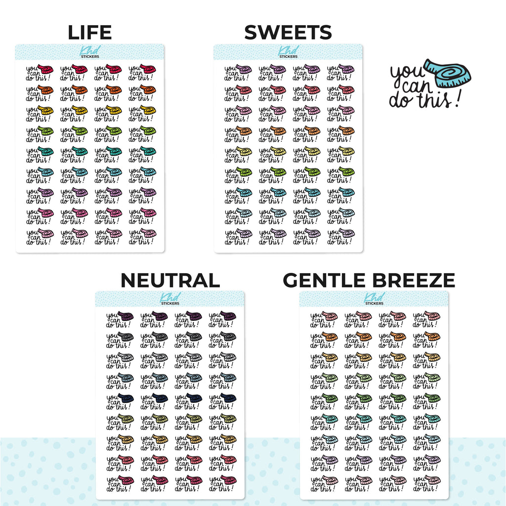 You Can Do This Stickers, Planner Stickers, Two sizes and over 30 colour options, removable