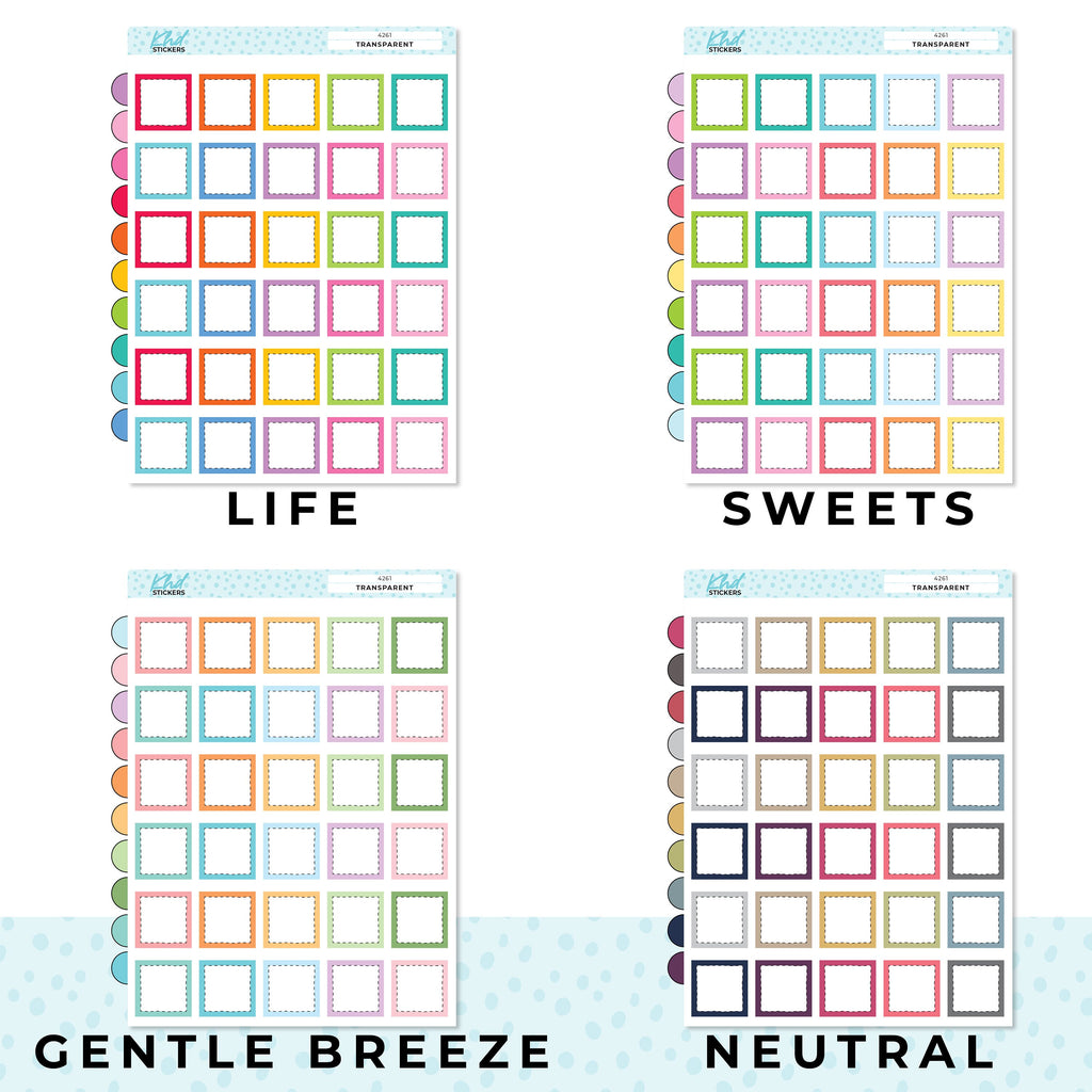 Tiny Squares with Dashed Borders, Boxes Functional Planner Stickers