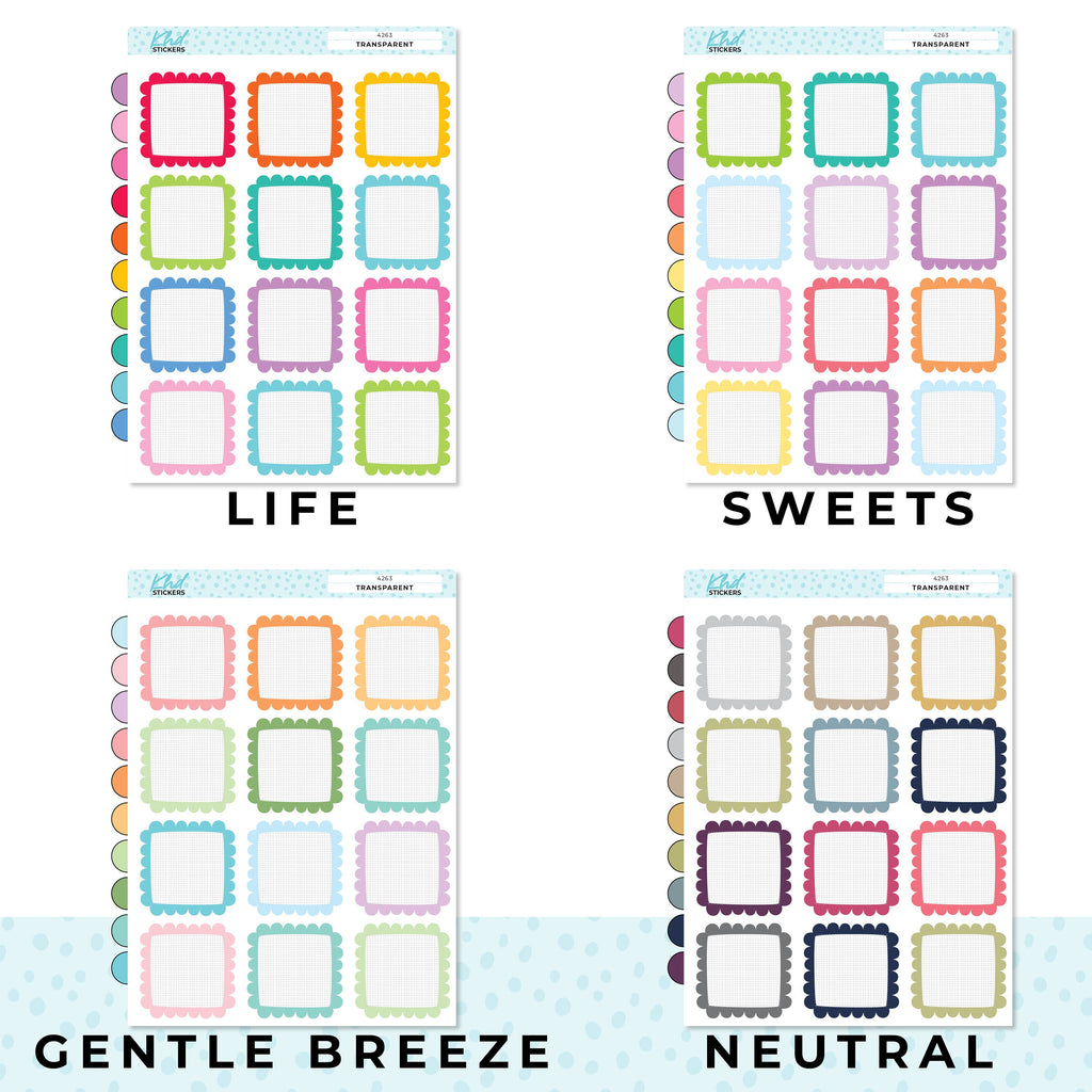 Large Doodle Boxes with Cross Hatch pattern, Boxes Functional Planner Stickers