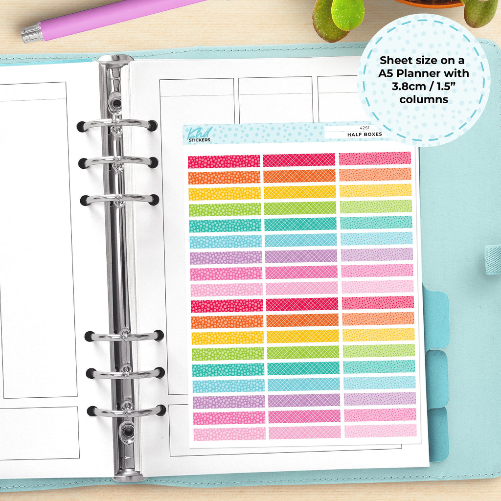 Divider Stickers - Fun Patterns Borders and Dividers for 1.5" 38mm planner columns, Removable