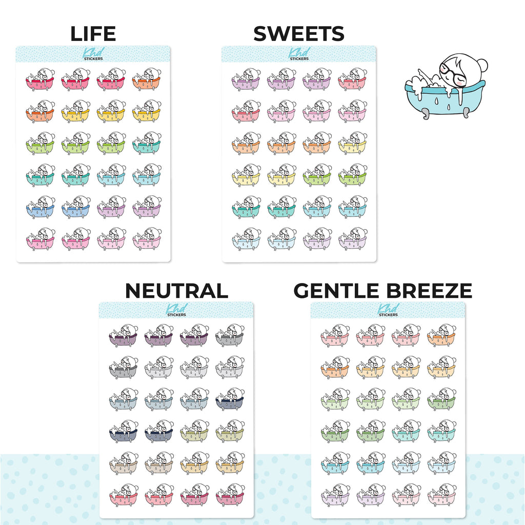 Planner Girl Leona Bathtime Stickers, Planner Stickers, Two sizes, Removable