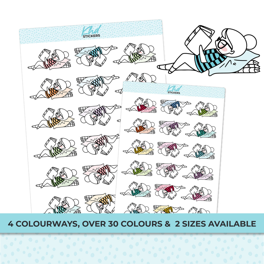 Planner Girl Leona Reading, Planner Stickers, Two sizes, Removable