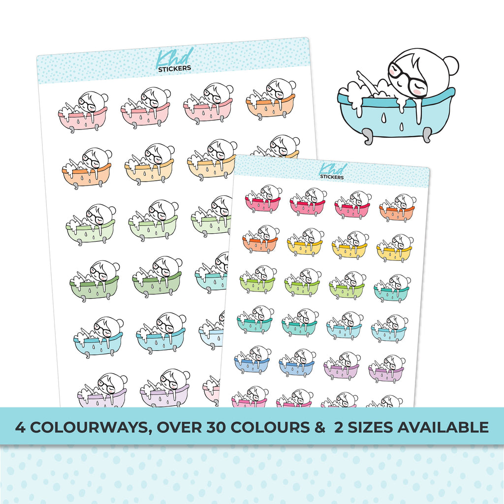 Planner Girl Leona Bathtime Stickers, Planner Stickers, Two sizes, Removable