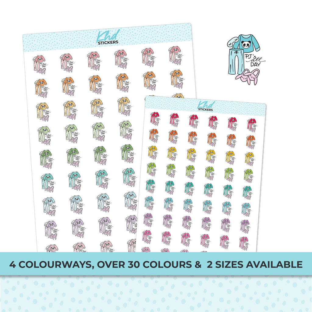 PJ Day Planner Stickers, Two Sizes and over 30 colour selections, Removable