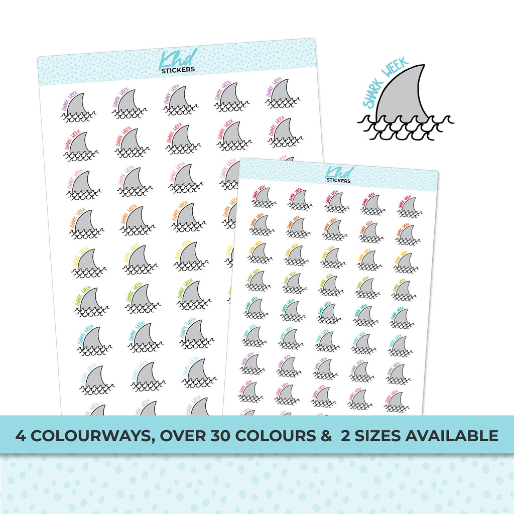 Shark Week Planner Stickers, Two Sizes and over 30 colour selections, Removable