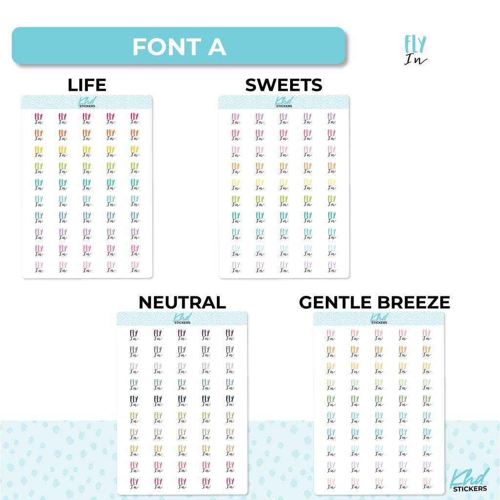 Fly In Script Planner Stickers, Scripts, Two Sizes, Two fonts choices, removable