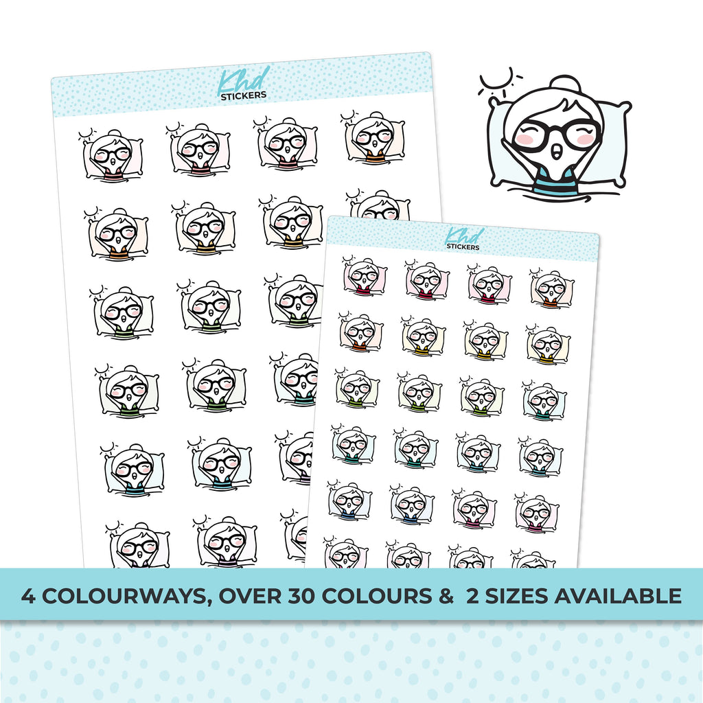 Planner Girl Leona Wake Up Time, Planner Stickers, Two sizes, Removable