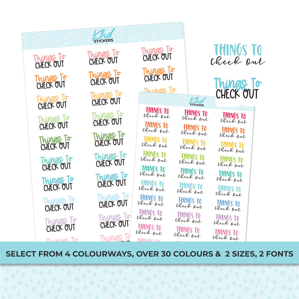 Things To Check Out Script Planner Stickers, Scripts, Two Sizes, Two fonts choices, removable