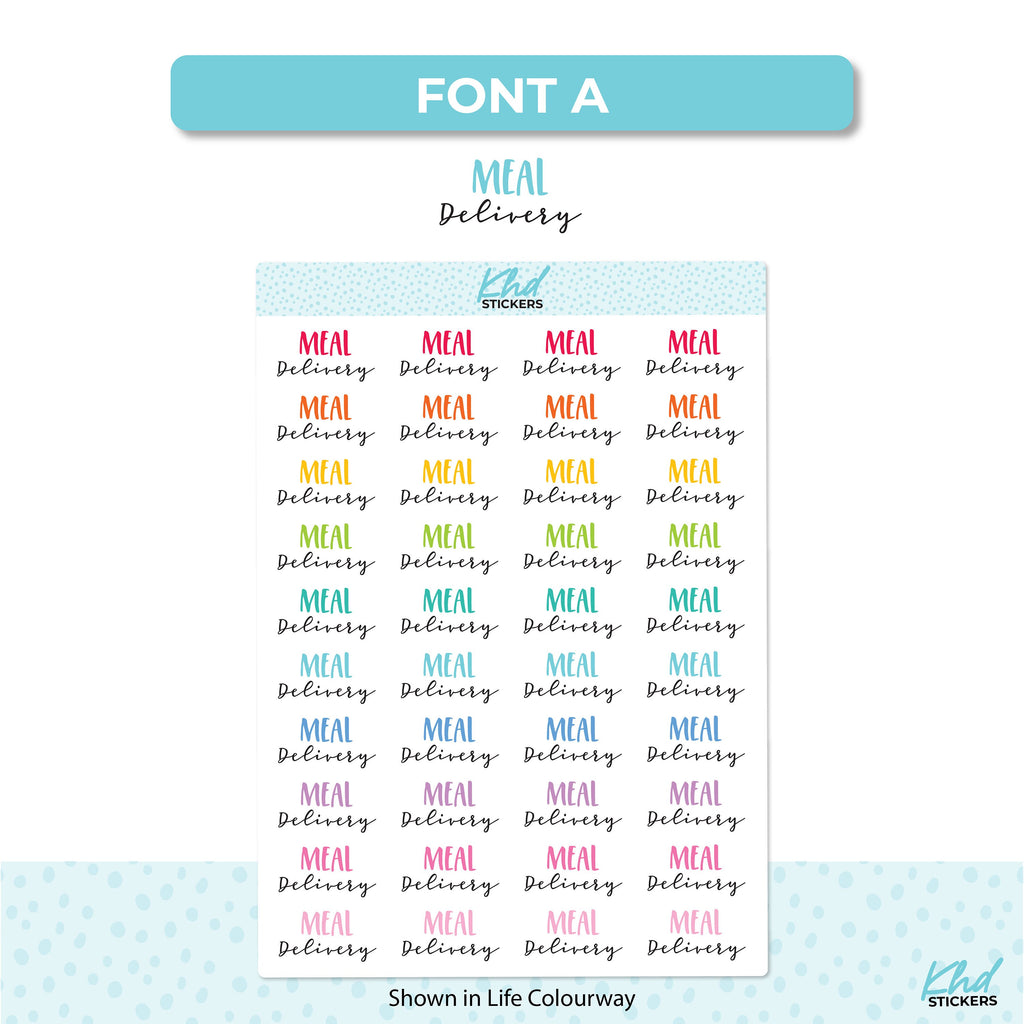 Meal Delivery Script Planner Stickers, Scripts, Two Sizes, Two fonts choices, removable