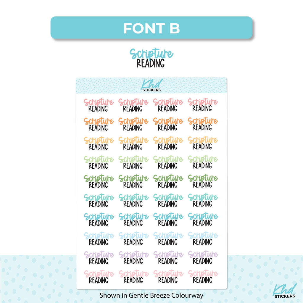 Scripture Reading Script Stickers, Planner Stickers, Two Sizes, Two Fonts, Removable