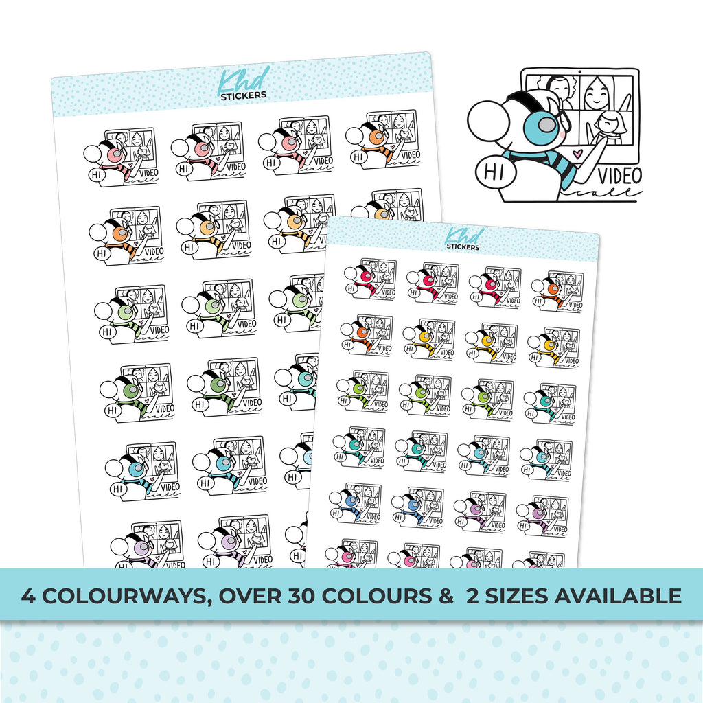 Planner Girl Leona Video Conference Planner Stickers, Two Size Options, Removable