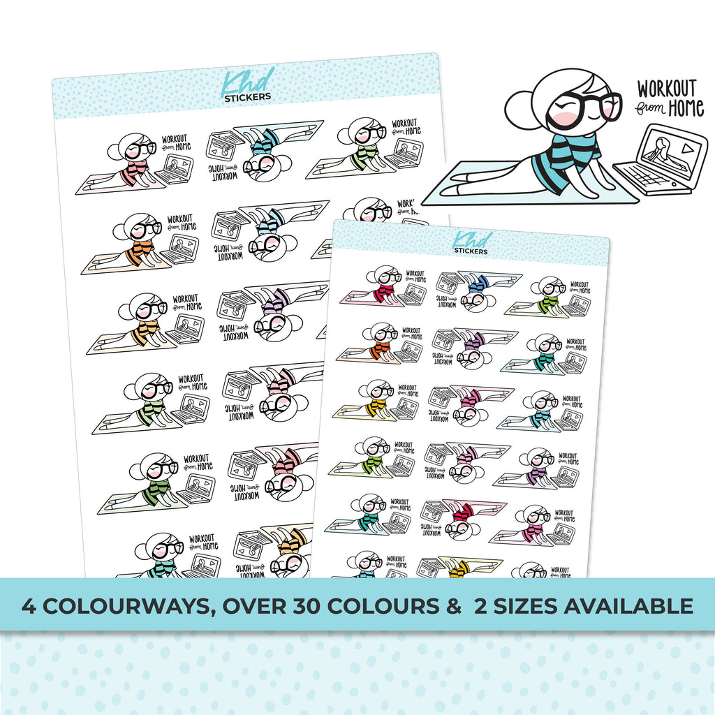 Planner Girl Leona Home Workout Planner Stickers, Two Size Options, Removable