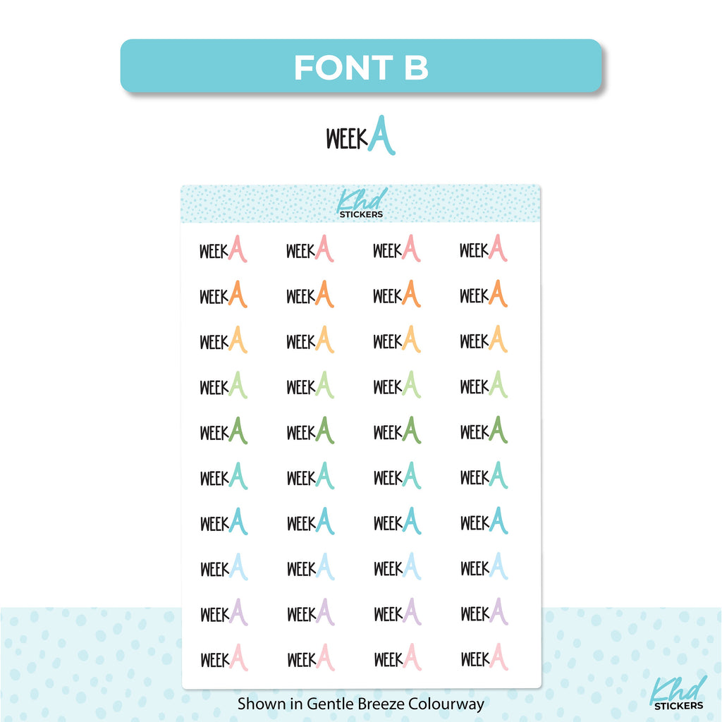 Week A Stickers, Planner Stickers, Scripts, Two Sizes, Two fonts choices, removable