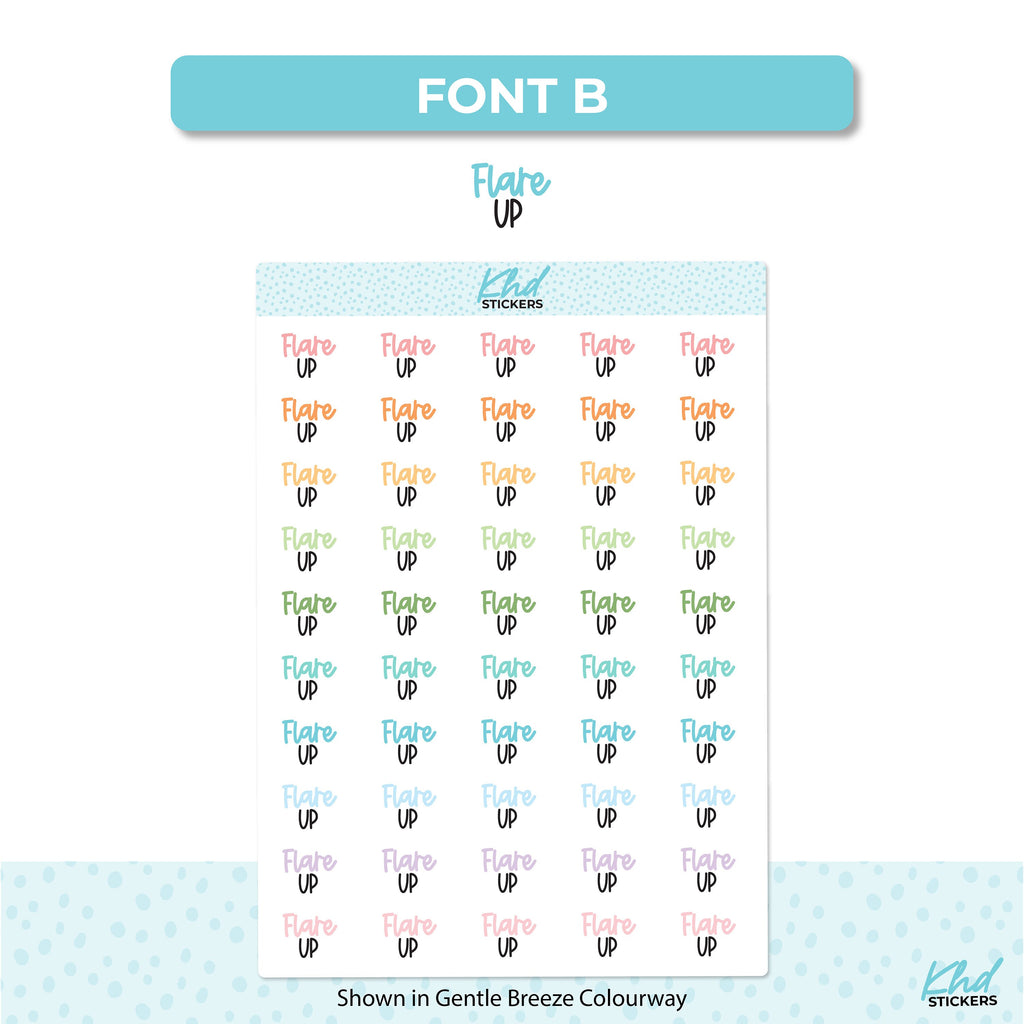 Flare Up Script Stickers, Planner Stickers, Two Sizes, Two Fonts, Removable