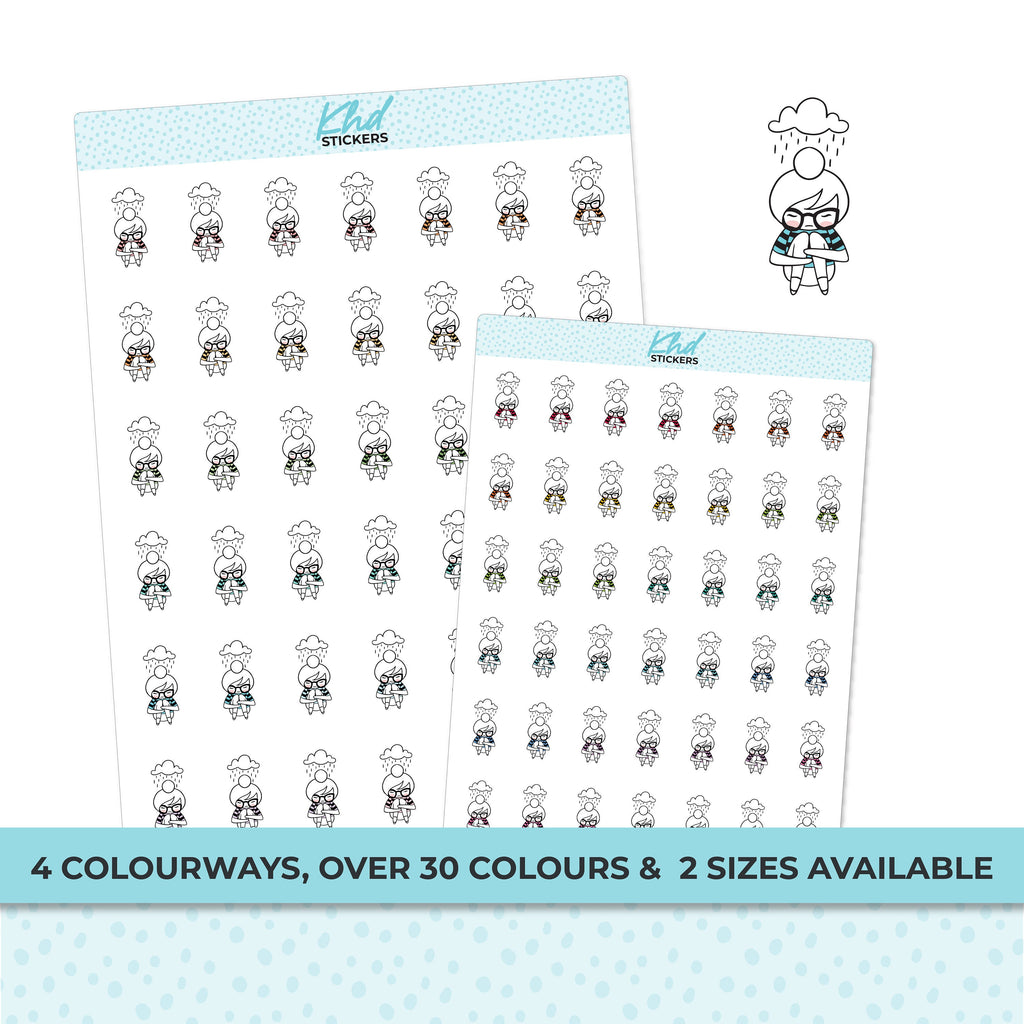Planner Girl Leona Sad Day Planner Stickers, Two Size Options, Removable